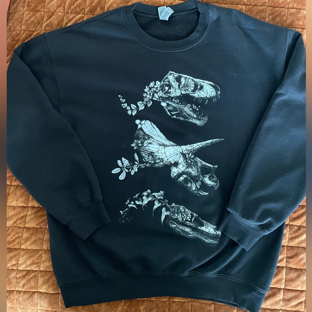 Wicked Clothes Black Dinosaur Skull Sweatshirt